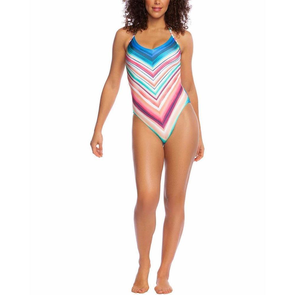 La Blanca Women's Standard V-Neck Halter One Piece Swimsuit, Multi, 4